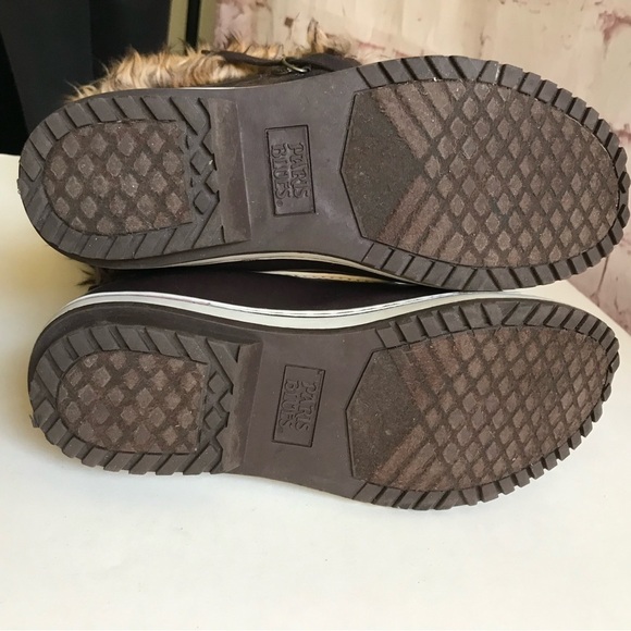 PARIS BLUES Fierce Faux Leather Faux Fur Lined Brown Lace Up Duck Boots Size 8 - Picture 9 of 15